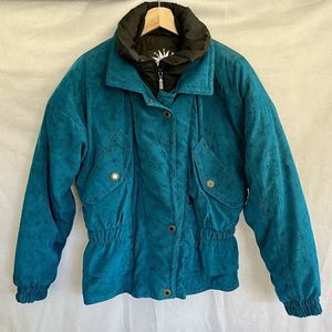 HAVOC SKI JACKET Size 10 Women’s Coat Teal Black Vintage Puffer Ski Bunny